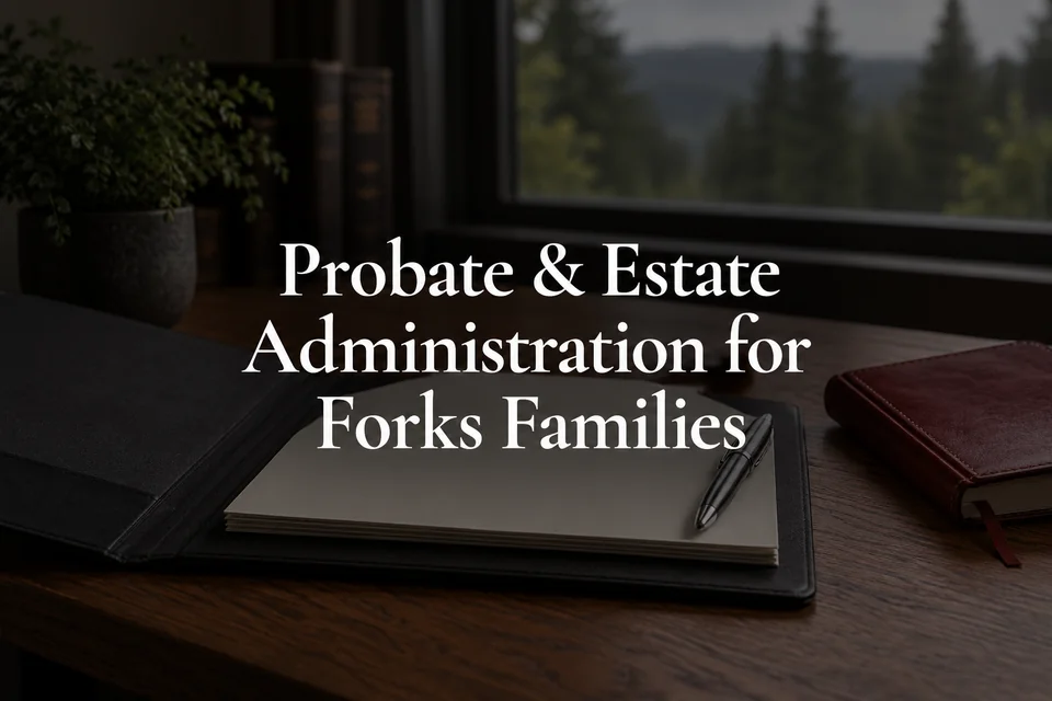 Probate & estate administration for Forks families.