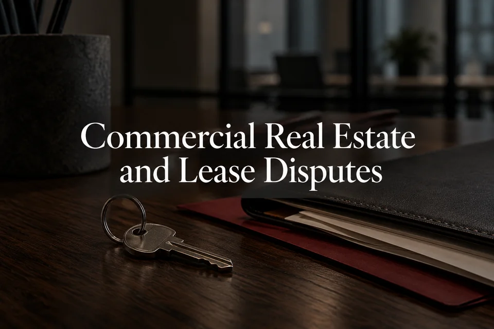 Commercial real estate and lease disputes.