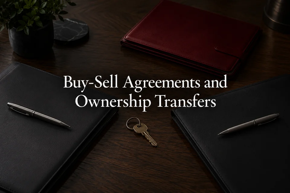 Buy-sell agreements and ownership transfers.