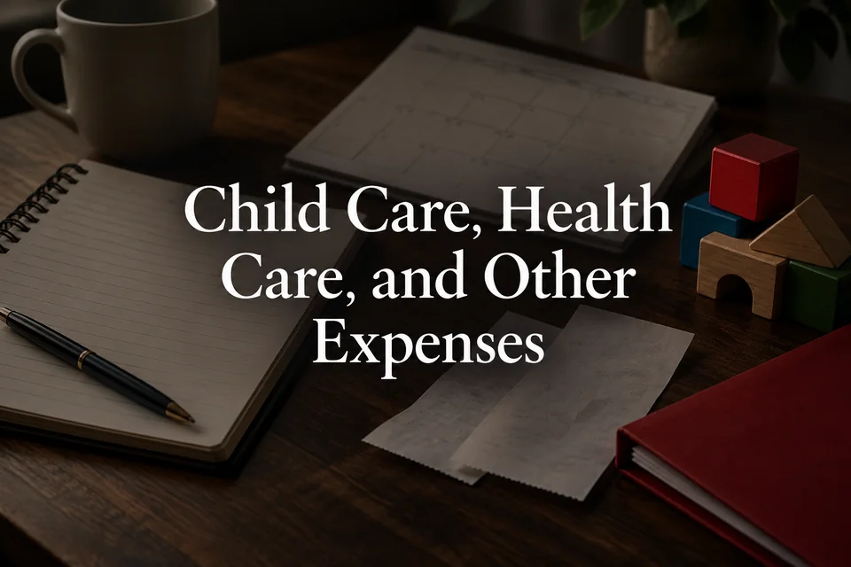 Child care, health care, and other expenses.