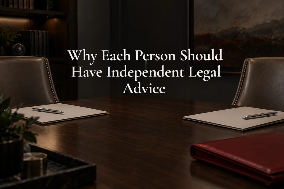Why each person should have independent legal advice.